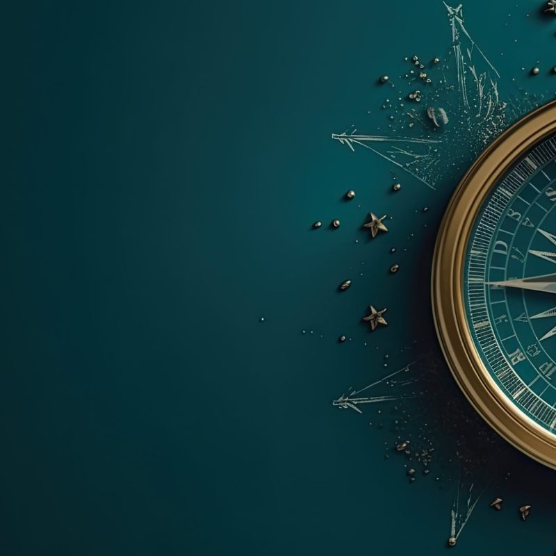 Old compass on vintage map. Retro stale. Making a decision, choosing a direction.